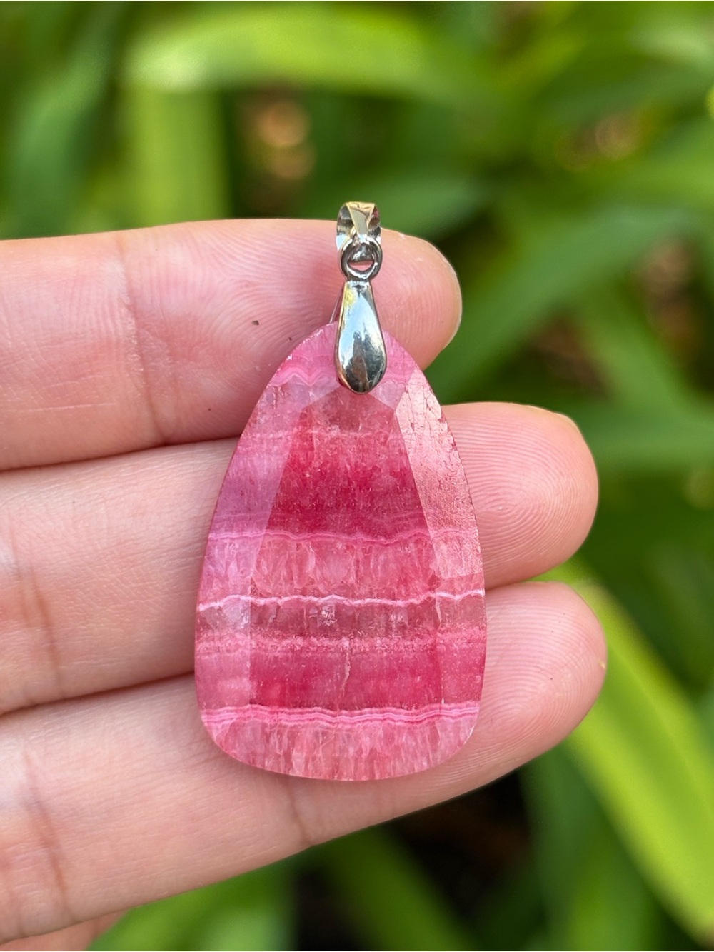 Sterling Silver 925 Faceted Rhodochrosite Pendant 2571 - Picture 4 of 5